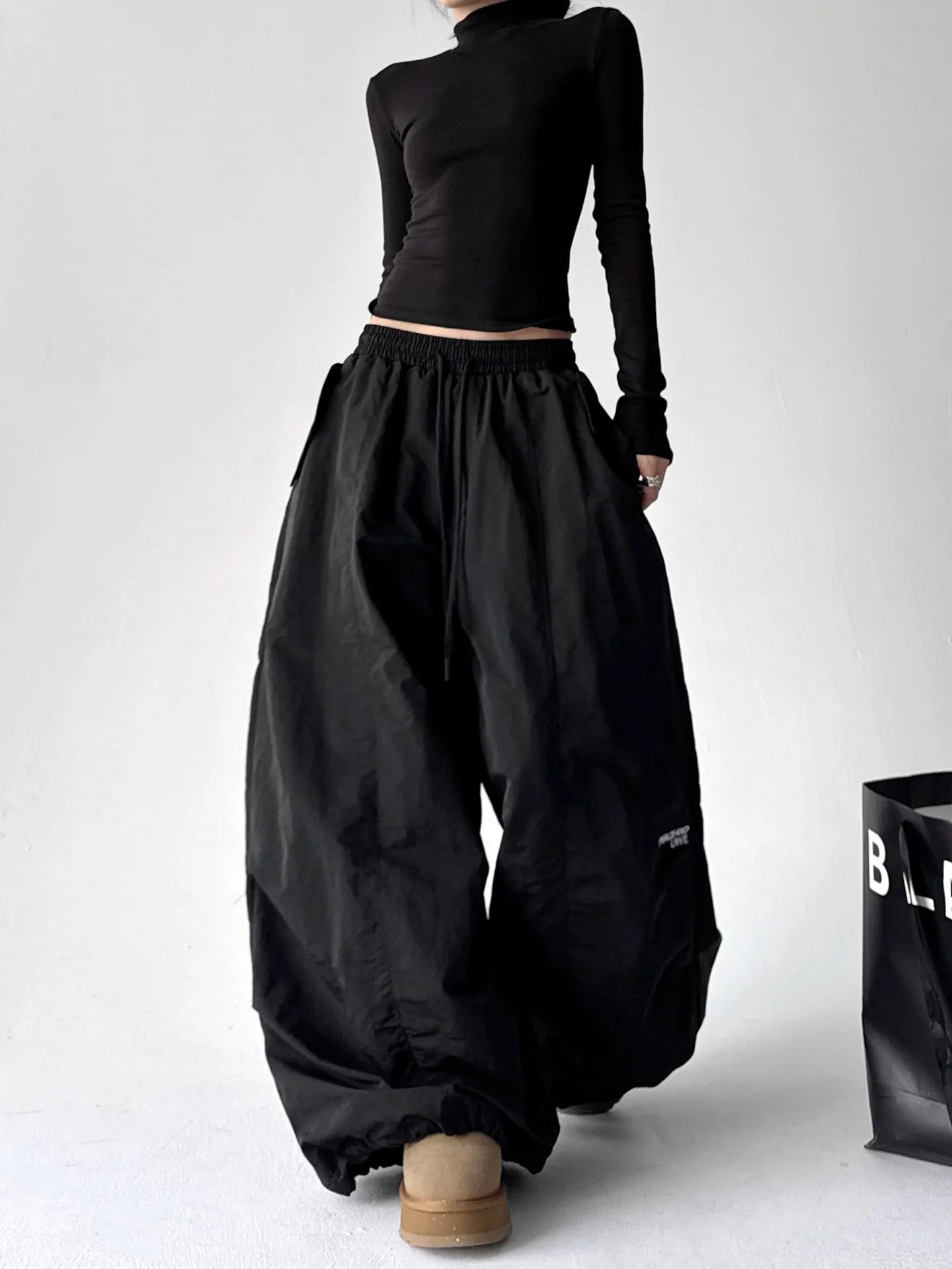 American Style High Waist Quick Dry Wide Leg Pants Women's Spicy Girl Slimming Casual Paratrooper Workwear Trendy White