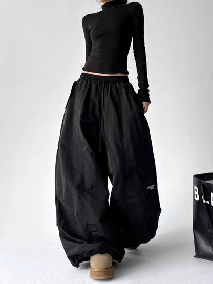 American Style High Waist Quick Dry Wide Leg Pants Women's Spicy Girl Slimming Casual Paratrooper Workwear Trendy White
