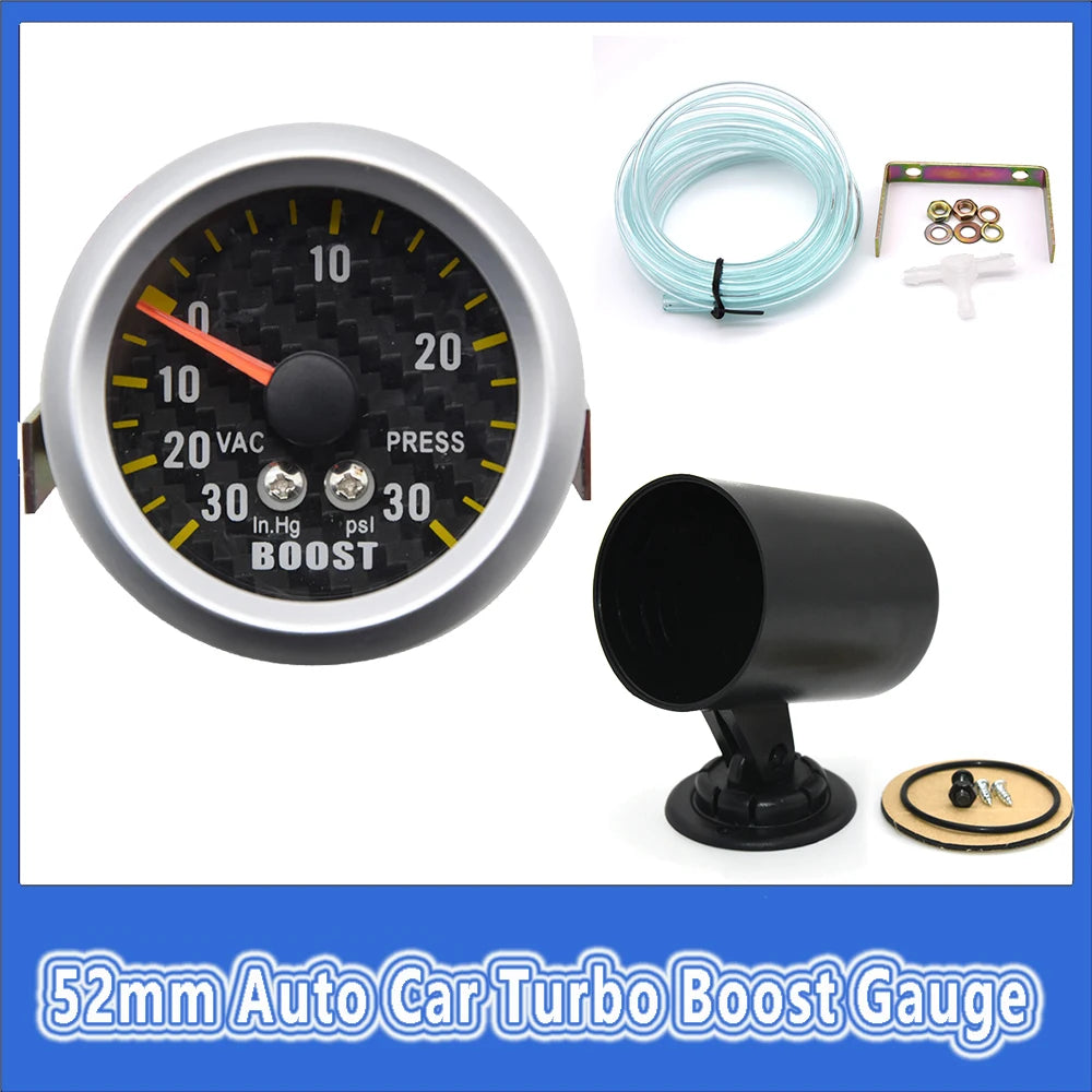 -30~30 PSI Auto Car Turbo Boost Gauge + Sensor with Gauge Pod Holder for 4/6/8 Cylinder Gasoline Car Car Accessories