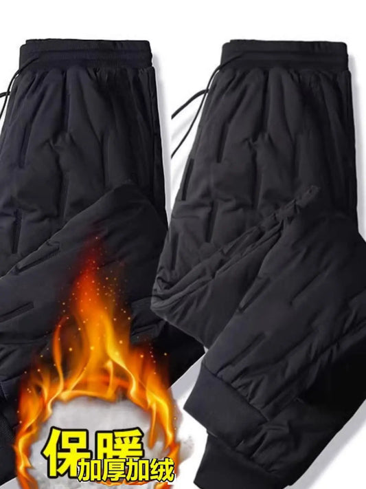 Men's down Pants Thick Winter Trousers 2024 New Goose down Elastic Warm Pants Long Leisure Pure Color Big Size Autumn Winter