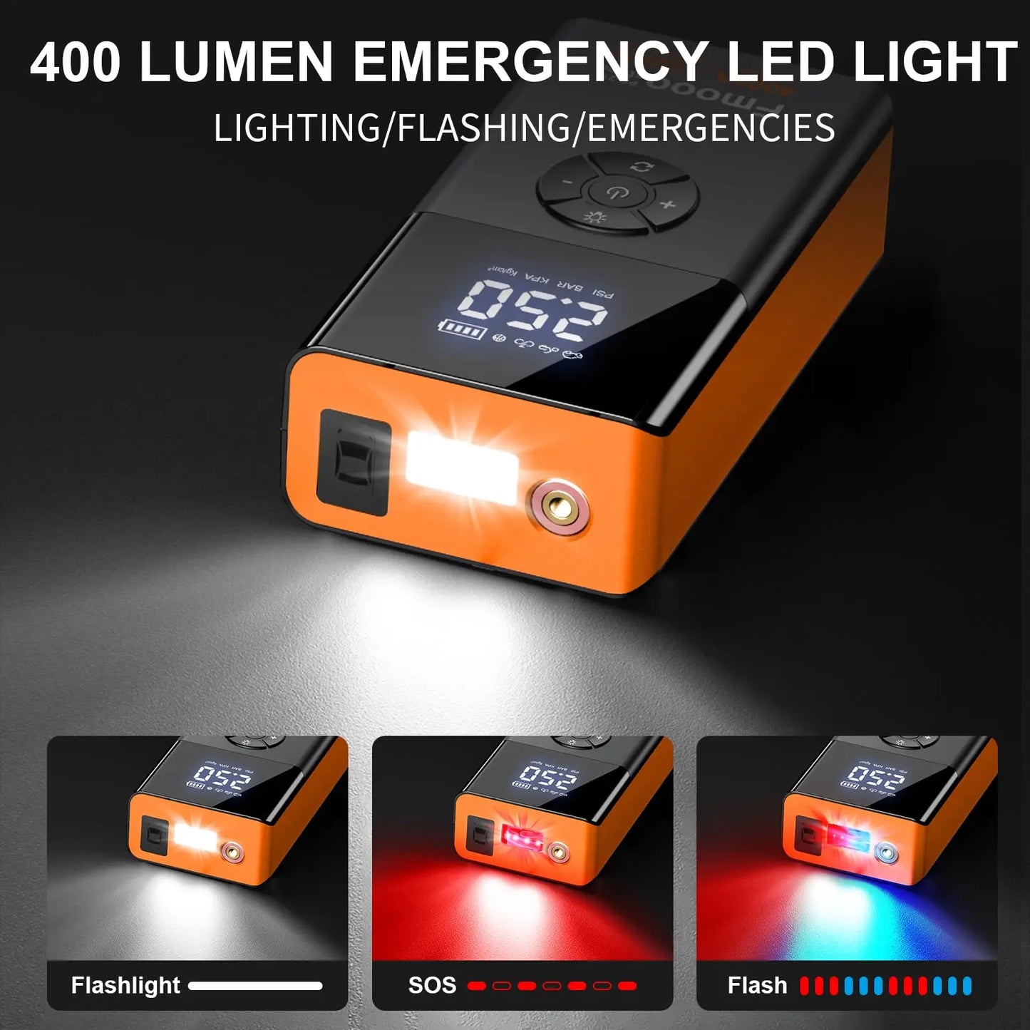 5000a 180 Psi Car Jump Starter Compressor Battery Portable Power Bank Tire Capacitor Booster 12v Emergency Jumper With Air Pump