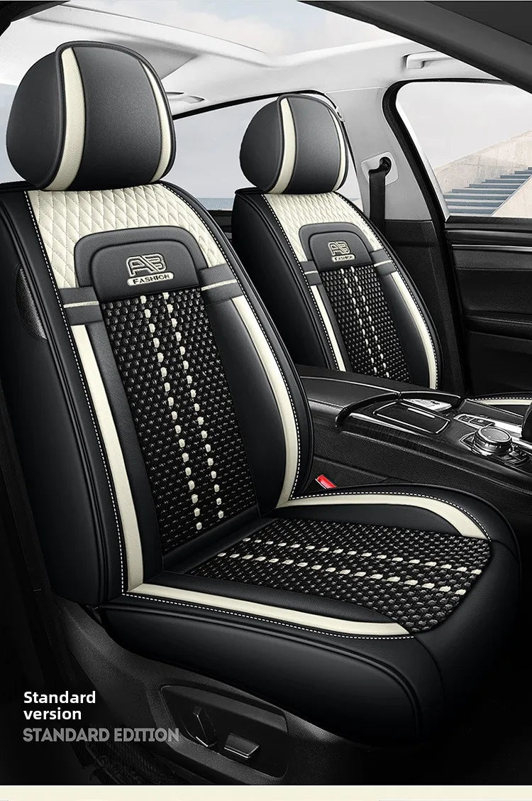 Universal Auto Split Seat Car Full Seat Cover Breathable Ice Silk Nappa Leather Car SUV Cushion Full Seats Cover Protection