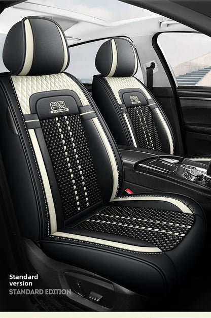 Universal Auto Split Seat Car Full Seat Cover Breathable Ice Silk Nappa Leather Car SUV Cushion Full Seats Cover Protection