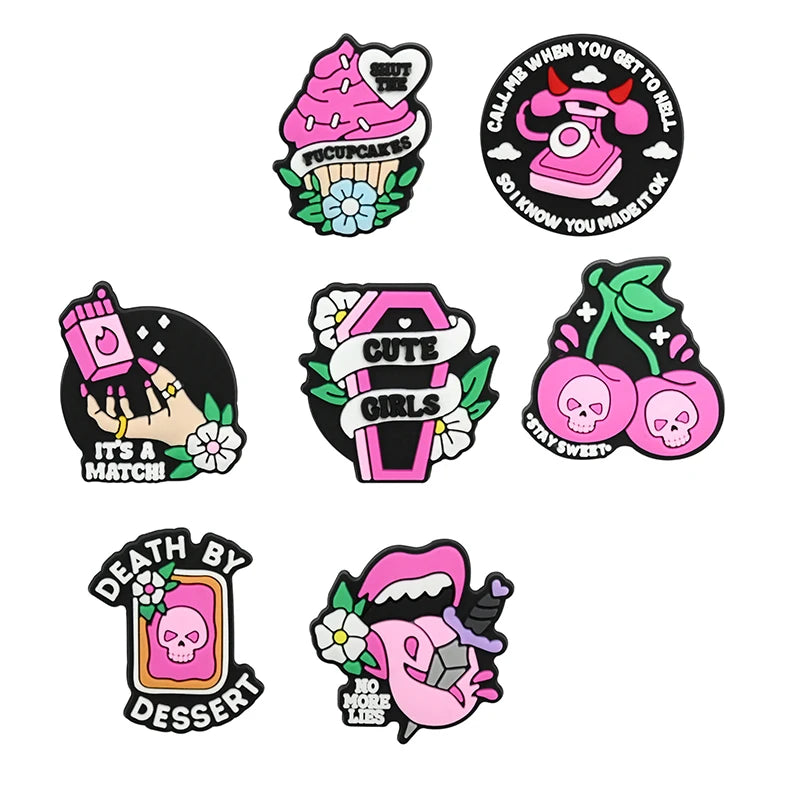 4-100pcs Halloween Pink Ghost Classic PVC Shoes Charm Alligator Charm Accessories Fit Bracelet Boys Girl Xmas party gifts