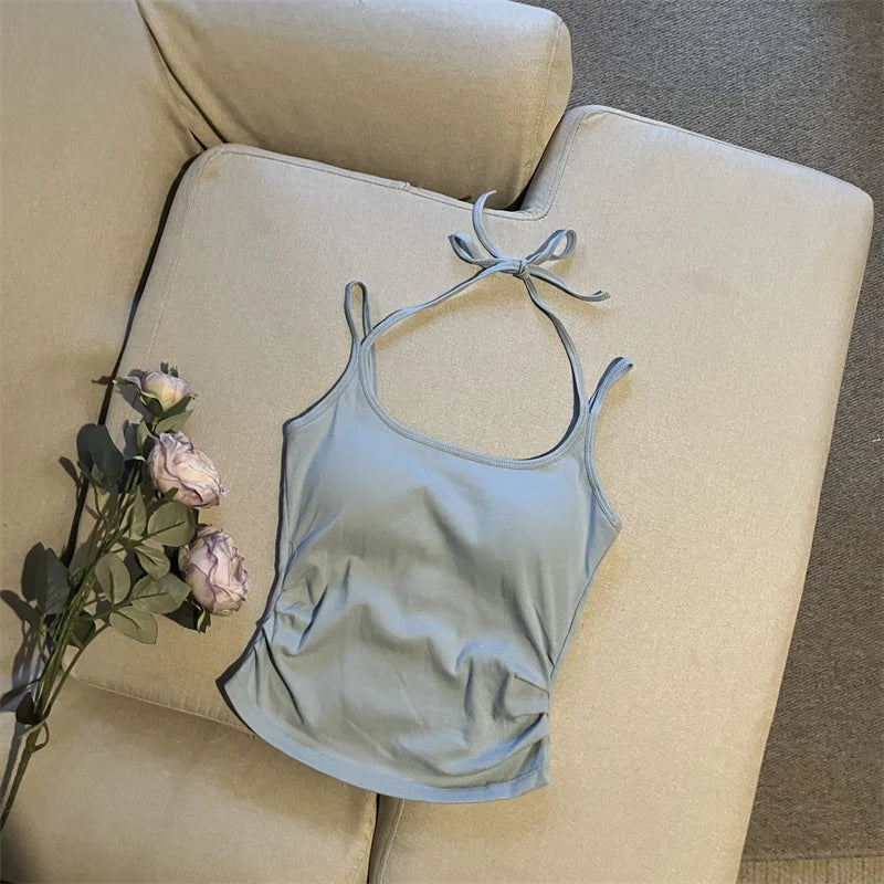 Hot ort Sve Crop Top Women's Faion Slim Fit Bal Vest Summer Outerwear Cotton Blend Comfortable Breathable Tank Top