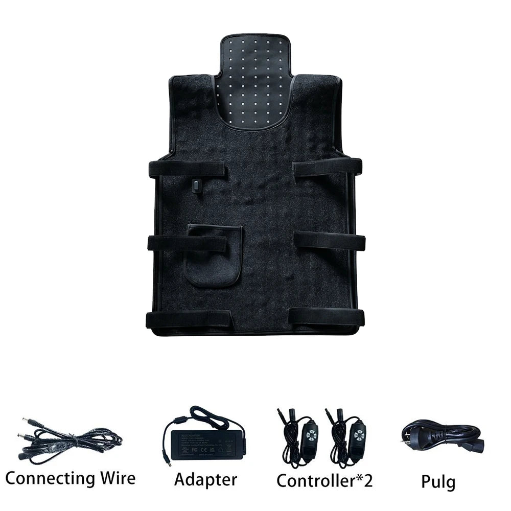 Red Light Therapy Vest for Back,Shoulder,Abdomen 660nm&850nm Infrared Light Therapy Pad Wearable Wrap Pain Relief Device