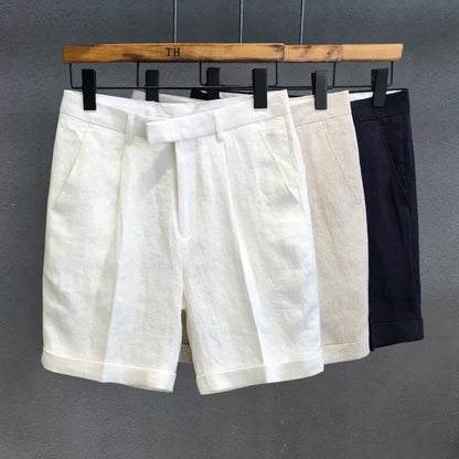 Office Men Work Summer Suit Shorts Japanese Style Solid Color High Street New Knee Length Trousers Male Straight Casual Shorts