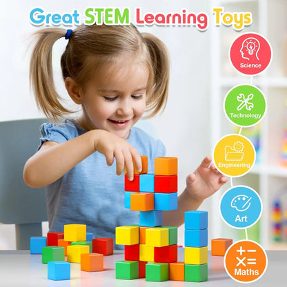 30PCS Magnetic Blocks, Gifts for 3 4 5 6 Year Old, Magnet Building Blocks for Toddlers Girls & Boys, Sensory - Montessori