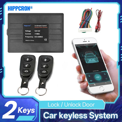 Hippcron Car Central Locking Alarm Systems Auto Remote Central Kit Door Lock Keyless APP With Remote Contr Entry System