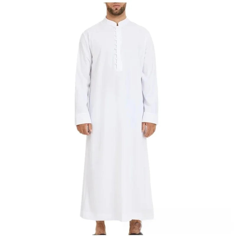 Loose Fit Stand Collar African Style Long Robe for Men New Arrival Ethnic Men's Clothing Comfortable Casual Gown