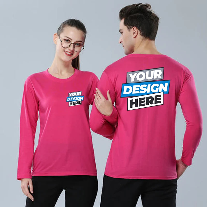 Custom logo cotton t-shirt Spring/autumn men T-shirt home men's long sleeved O-neck solid color casual T-shirts USA size XS-2XL