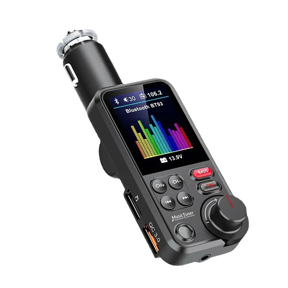 Car Wireless FM Transmitter Radio Adapter Fast Charging Aux QC3.0 Treble Bass Sound Music Bluetooth-compatible Car MP3 Player