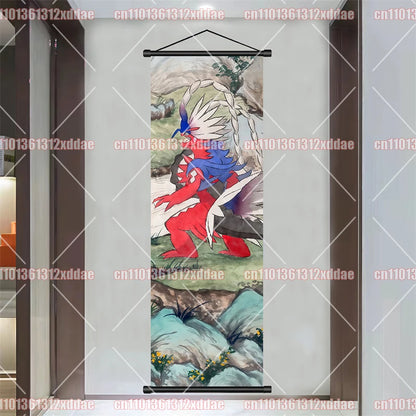 Pokémon Anime Poster Art Scroll Painting Rayquaza Pikachu Entei Squirtle Bulbasaur Gengar Snorlax Friends Children Holiday Gift