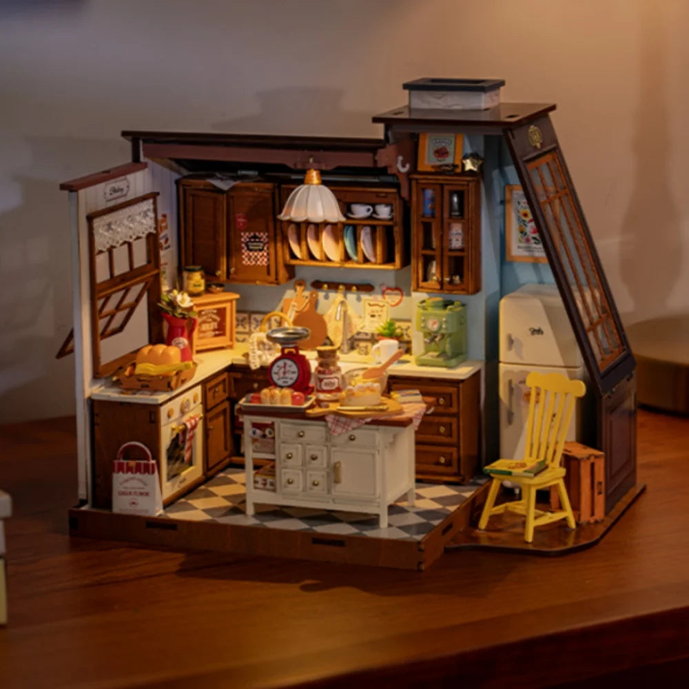 Rolife Baking Kitchen DIY Miniature Dollhouse Kit Crafts Hobbies Amazing Gift for Women Children DG172