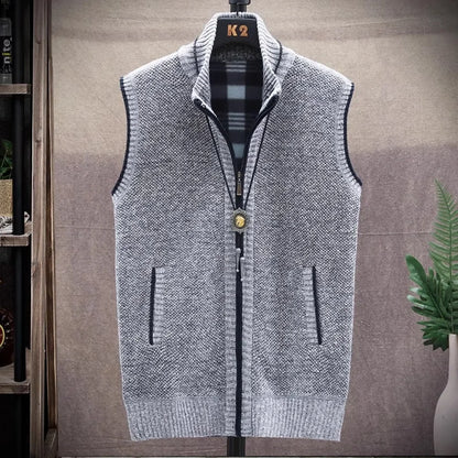 Sweater Cardigan Vest Men's Wear Fall and Winter Knitwear Warm Padded Thickened Jacket Zip Knittwear Harajuku