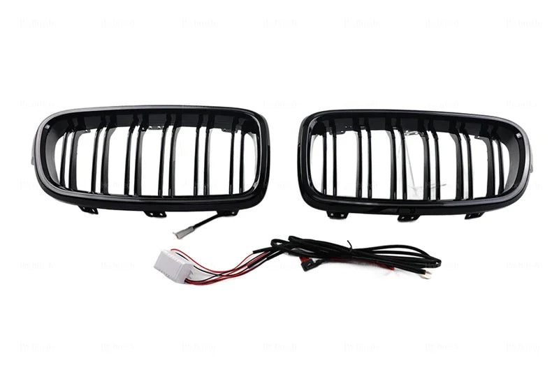 LED Light Front Bumper Racing Grille Grill For BMW 3 Series F30 F31 320i 330i 335i 2012-2019 1 Pair Gloss Black Kidney Grills