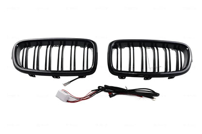 LED Light Front Bumper Racing Grille Grill For BMW 3 Series F30 F31 320i 330i 335i 2012-2019 1 Pair Gloss Black Kidney Grills