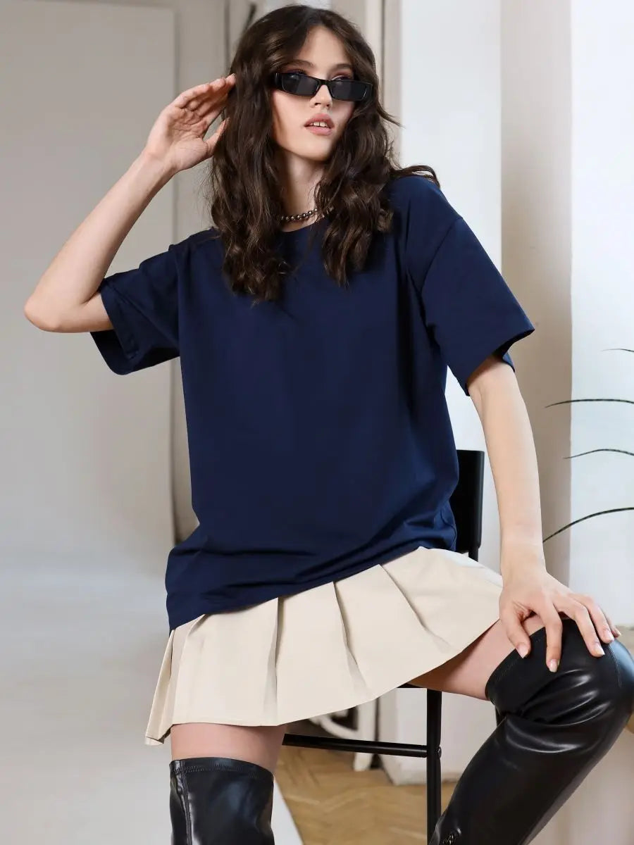 Bornladies 2025 Women's Summer 100% Cotton T-shirt Bottoming Basic Fashionable Solid Lady Short Sleeve Loose Tops Shirts
