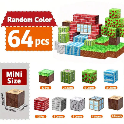 Magnetic Building Blocks Toy Mine World Stacking Create Forest House Architecture Cube Set Creativity Best Gift for Boy Girl Kid