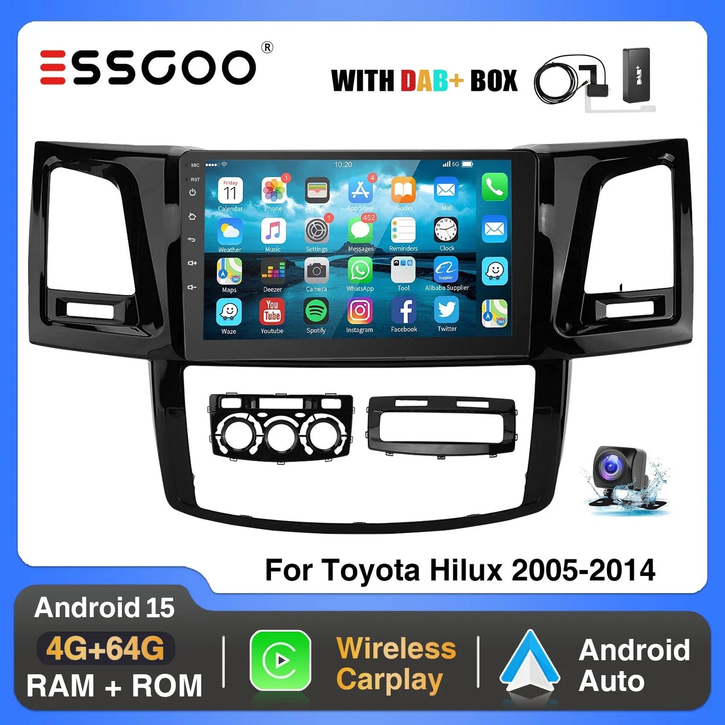 DAB+ 9“ Android 15 For Toyota Fortuner HILUX Revo Vigo N70 2007-2015 Multimedia Video Player Stereo GPS 2din Carplay Car Radio