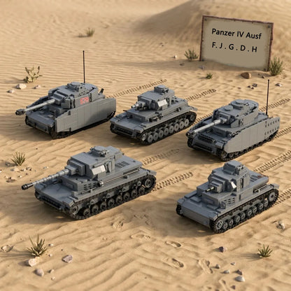 WW2 German Panzer IV Tank D F G J H Collection Building Blocks Set Military Armored Vehicle Bricks WWII PZ IV Model Toy Gift
