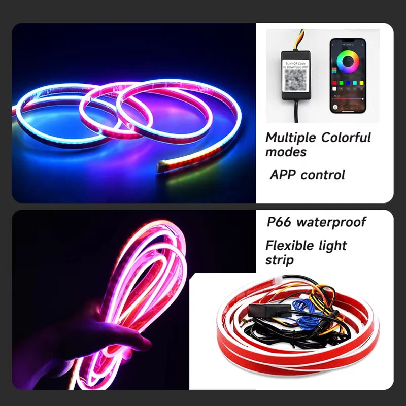 Hood Light Daytime Running Lights Automotive Supplies  APP Control Multi-function Led neon Strip Running Lights For 12V Car
