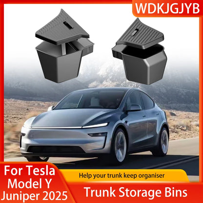 For Tesla Model Y Juniper 2025 Trunk Organizer Side Storage Box Boot Organizer TPE Storage Bin Anti-dirty Car Travel Accessories