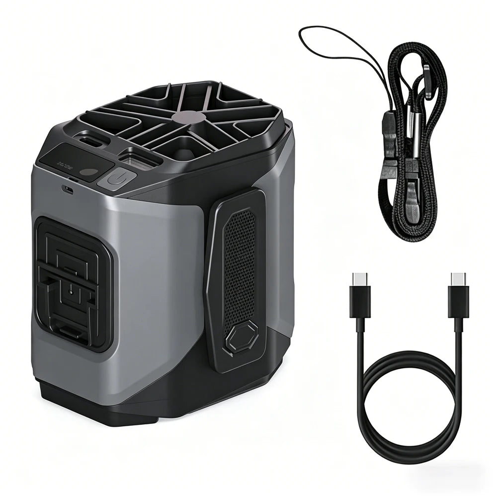 3-in-1 Waist Fan with Power Bank & Flashlight 10000mAh Strong Wind Neck Hanging Fan Portable Outdoor Mini Fan