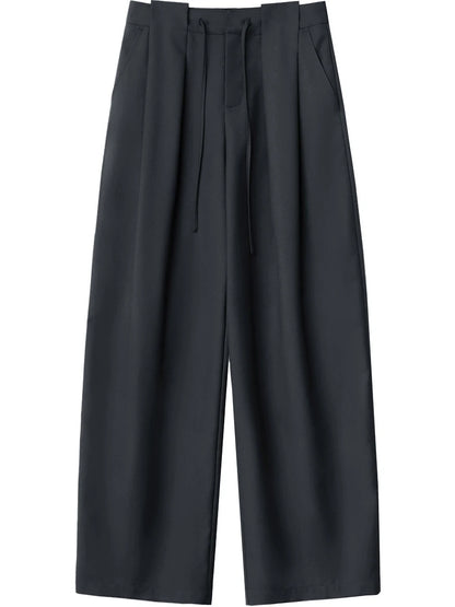 CHIC VEN Women Pants Solid Loose Casual Wide Leg Pant Drawstring Pleated Female Suit Trousers Office Ladies Sping Autumn 2025
