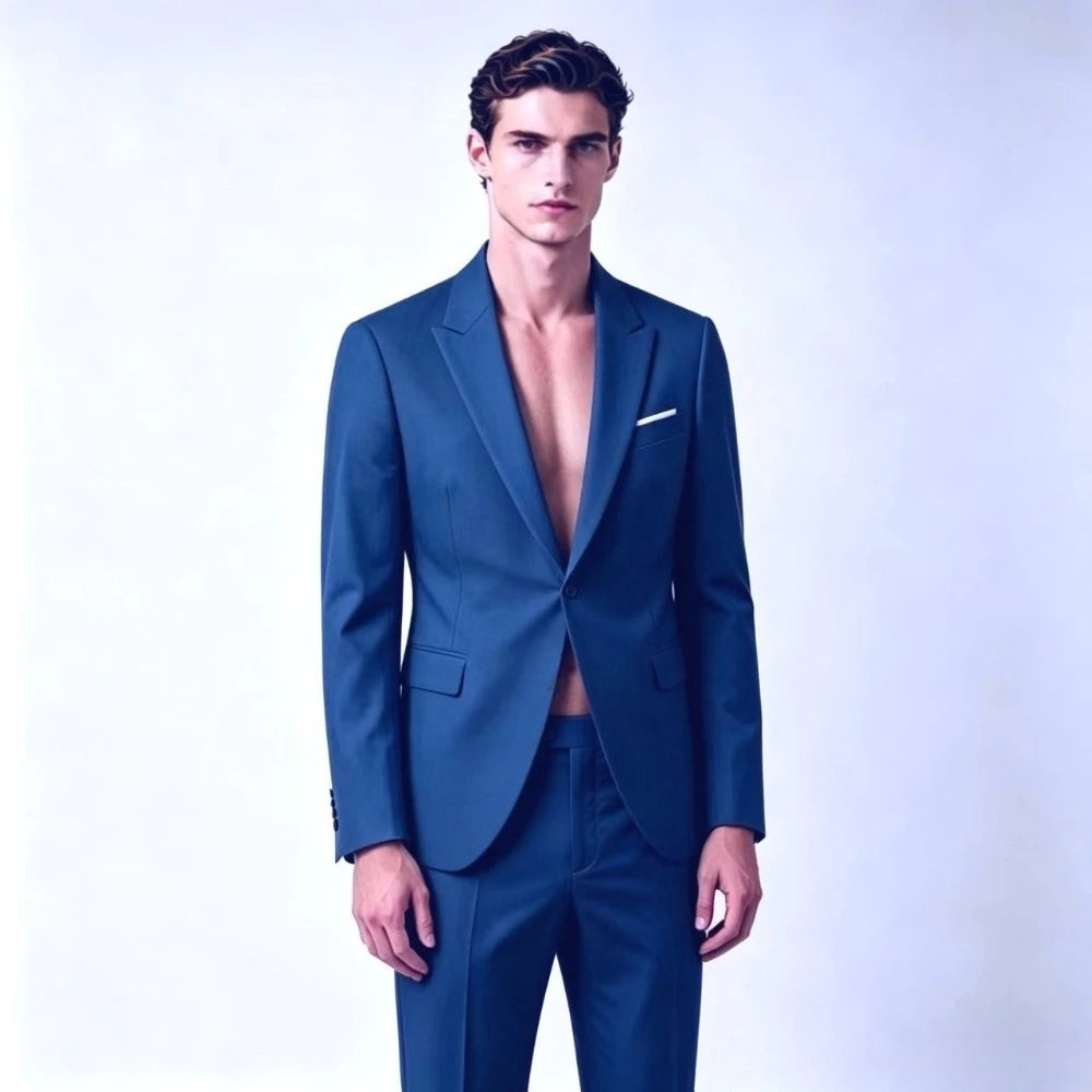 Men's Suit Lightweight Wedding Eegant 2 Piece Set Solid Color Formal Business Blazer Pants Classic Tuxedo for Party Groomsmen