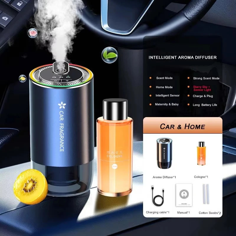 Car Air Refresher with LED Light Starry Projection Light Home Perfume Auto Air Purifier Aromatherapy Car Accessory For Tesla