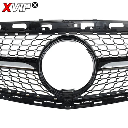 XVIP Chrome Black Diamonds Style Upper Grille Grill For Mercedes Benz E-Class W212 4 Door 2014-16 E200 E250 E300 E350 E400 E500