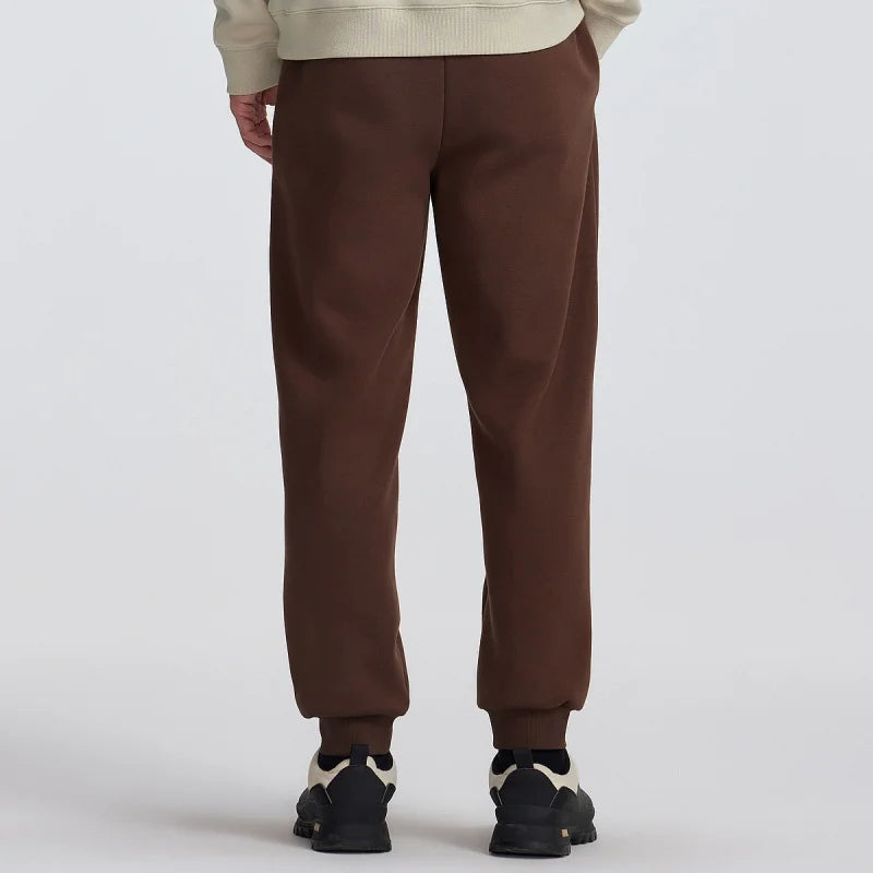 Metersbonwe Men's Fleece-Lined Cargo Joggers Winter Thermal Tapered Pants with Printed Logo Loose Fit Trendy Sports Trousers