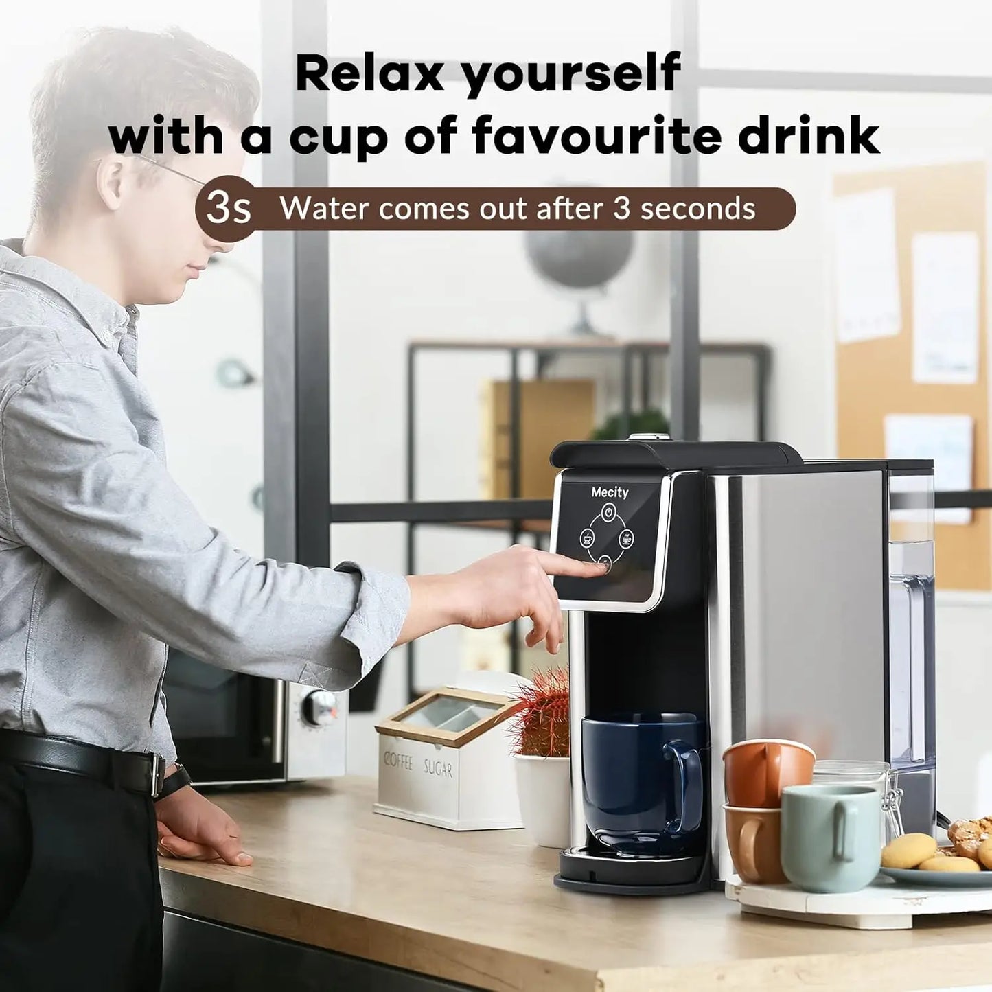 Coffee Maker 3 in 1 Single Serve Coffee Machine, Compatible with K cup Capsules, Instant Coffee Pot, Tea maker, 6,8,10 Oz Cup