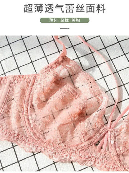 Sexy French Lace Bra Set, Minimizer for Large Bust Sheer See Through, Pure Desire Lingerie with Cutout, All Seasons Bestseller