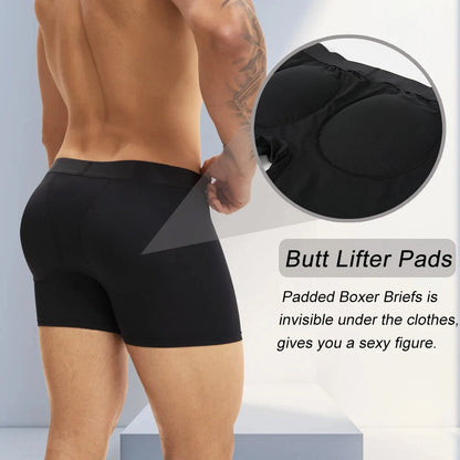 Men’s Padded Underwear Butt Lifter Boxer Briefs Shorts Hip Booty Shaper Shapewear Enhancer Panties