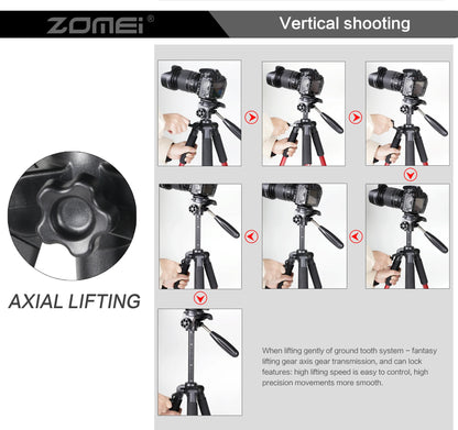 187cm/73.6in Tall Zomei Aluminum Alloy Portable Tripod for Camera DSLR Canon Nikon, 360 Degree Panorama Photography Phone Stand