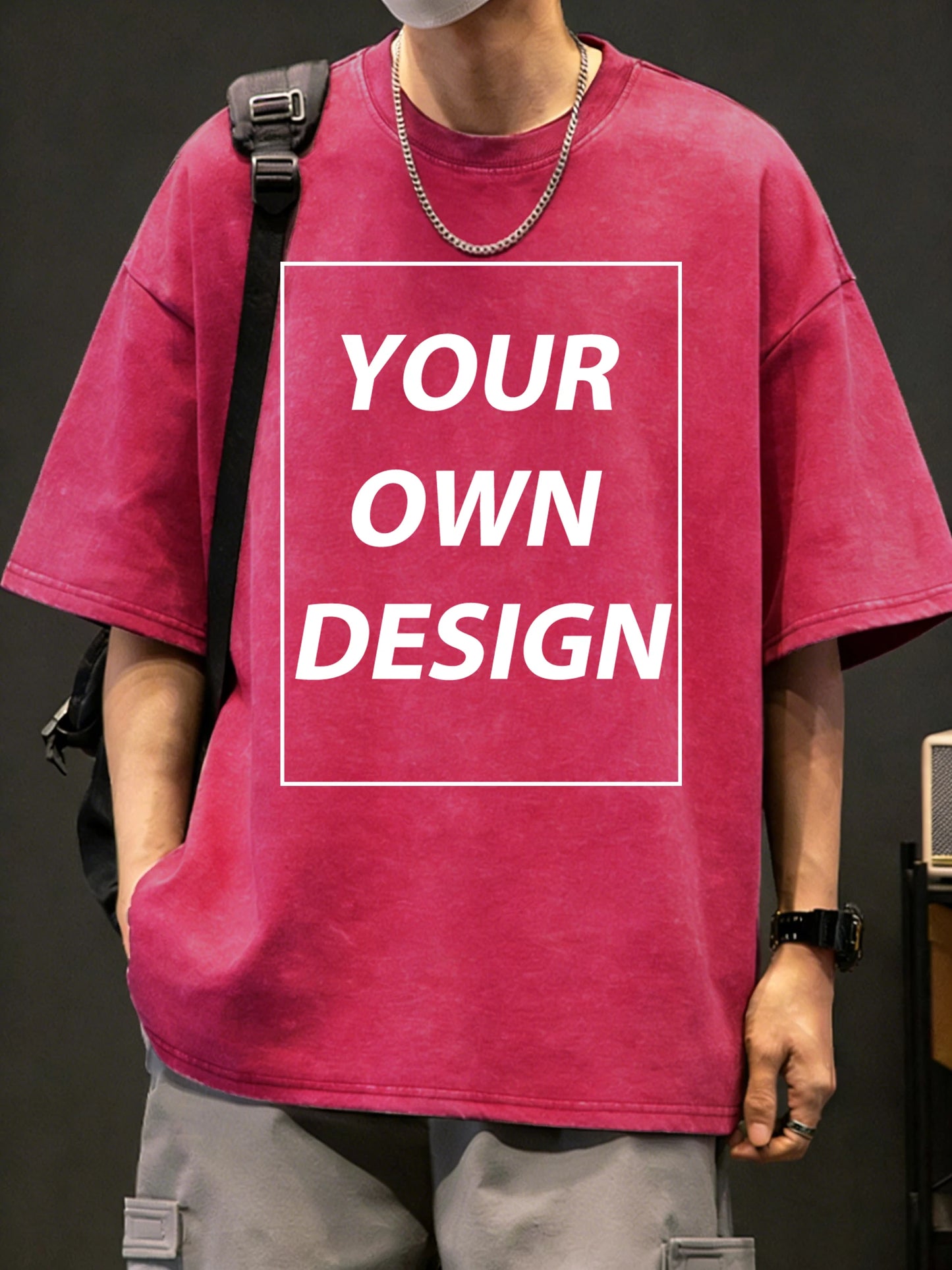 Mens Summer Personalized Pattern Custom Cotton Retro T-Shirts Korean Street Trendy Short Sleeve Breathable Daily Office Team Tee