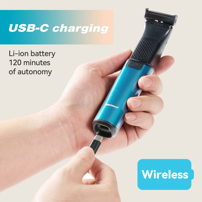 KENSEN S15 Electric Hair Trimmer 2 in 1 Dual-sided Blade Shaver Razor Waterproof Beard Trimmer Body Hair Shaving for Men Barber