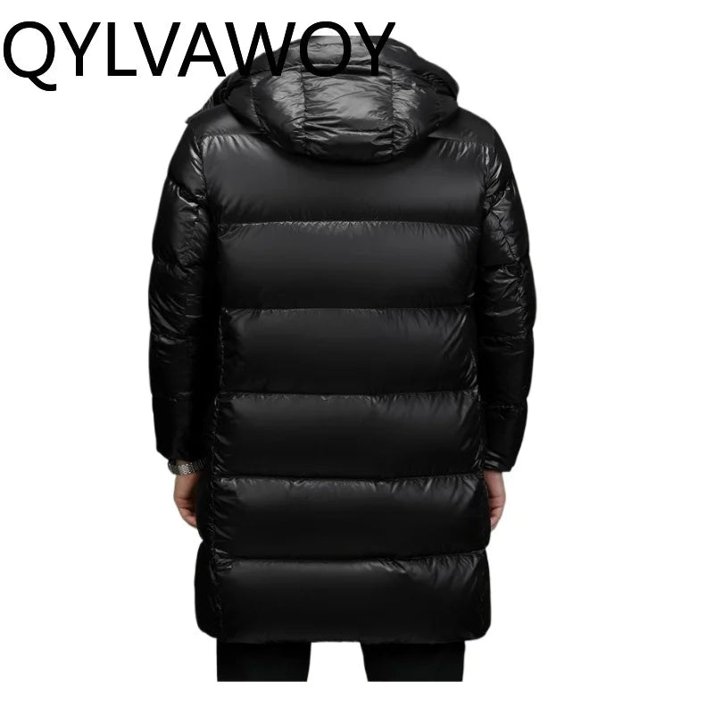 QYLVAWOY 90% Goose Down Jacket Man Winter Thickened Parkas Hooded Puffer Coats Warm Light Weight Down Jackets casaco masculino
