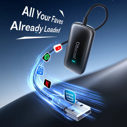 Ottocast Play2Video Ultra Mini Dot WiFi6 AI Box Carplay Adapter Android Auto Media Player YouTube Netflix Install Apps for Audi