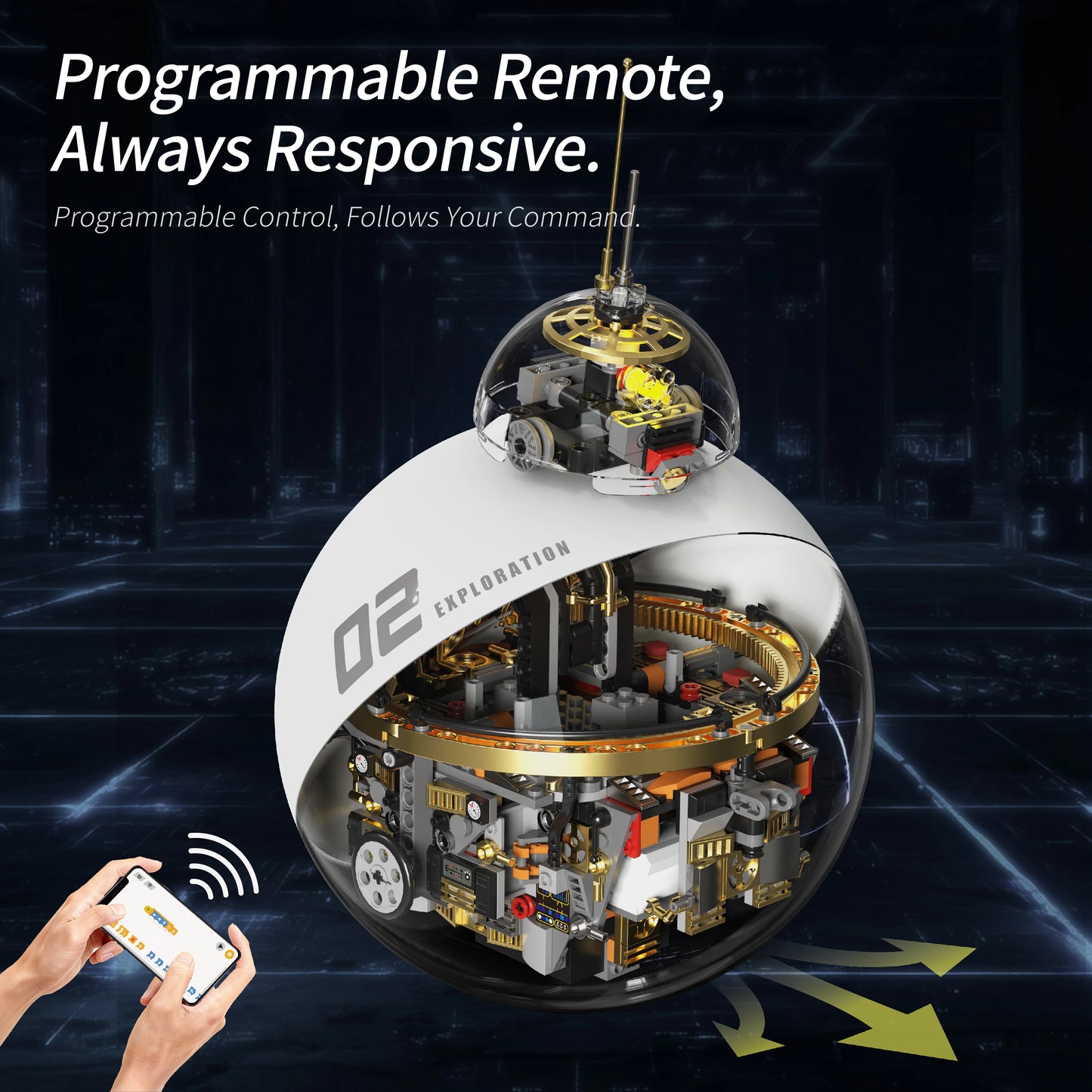 STEM Code Scout Spherical Robot Building Blocks Programmable Visual Coding Educational Toys DIY Gift for Kids Boys Girls Adults
