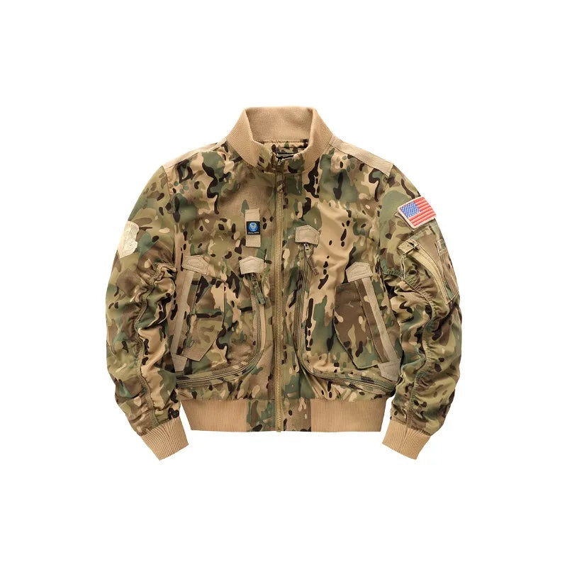 Men's flight jacket - waterproof field coat Fashionable stand up collar outdoor training clothes, streetwear tops, outerwear