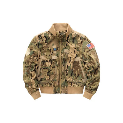 Men's flight jacket - waterproof field coat Fashionable stand up collar outdoor training clothes, streetwear tops, outerwear
