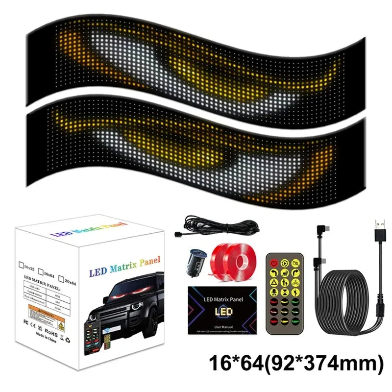 Devil's Eye Light Programmable led Windshield Display for Car Truck LED Matrix Panel Bluetooth App Remote Control Custom Animate