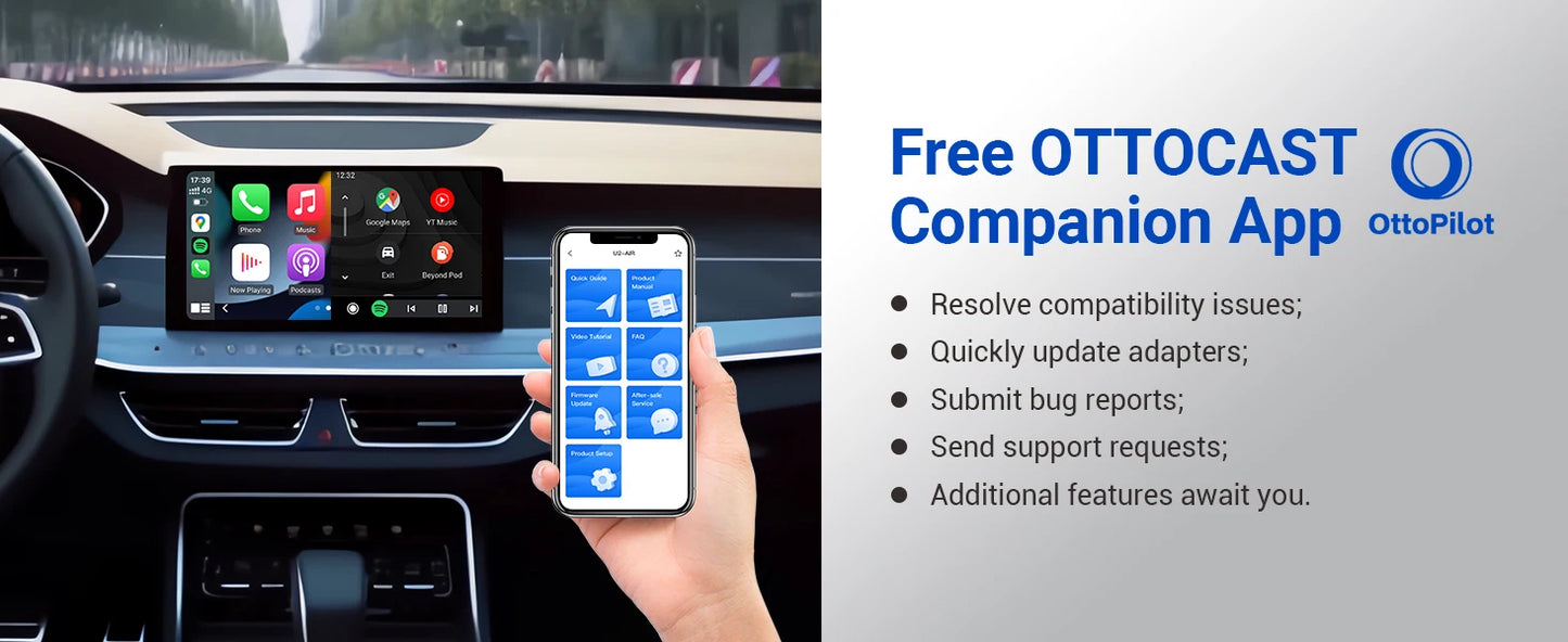 OTTOCAST Play2Video Pro Ai Box Wireless CarPlay Android Auto Adapter Built in  Netflix YouTube IPTV Video Box for 98% of Cars