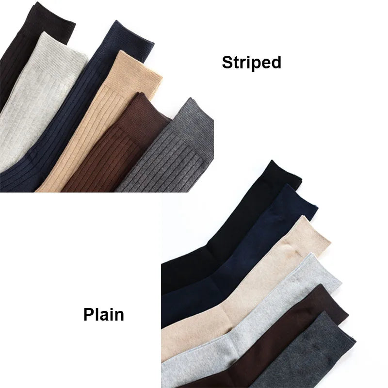 6 Pairs Large Men's Cotton Office Socks Long Solid White Black Mid-Calf Business Formal Sock Casual Plus Size 45 46 47 48 49 50