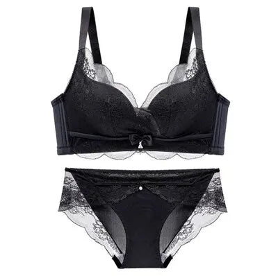 Soft Comfort Wireless Lace Bra Set Push Up Adjustable Shape Breathable Skin Friendly Ladies Underwear Lingerie Set To All Season