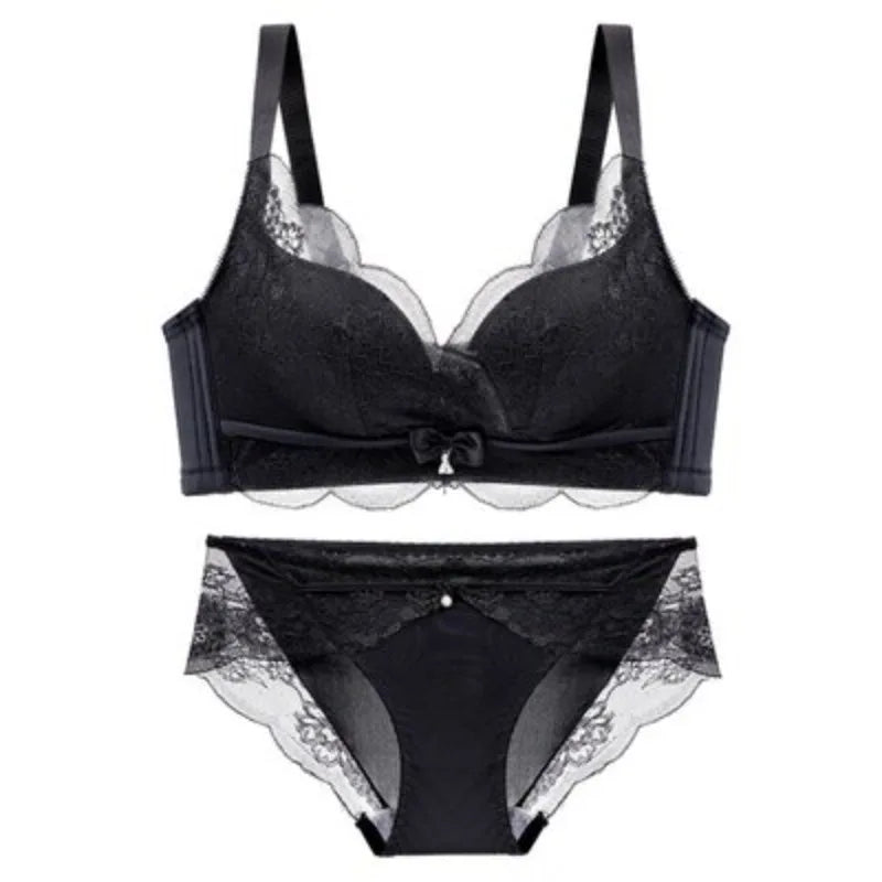 Soft Comfort Wireless Lace Bra Set Push Up Adjustable Shape Breathable Skin Friendly Ladies Underwear Lingerie Set To All Season