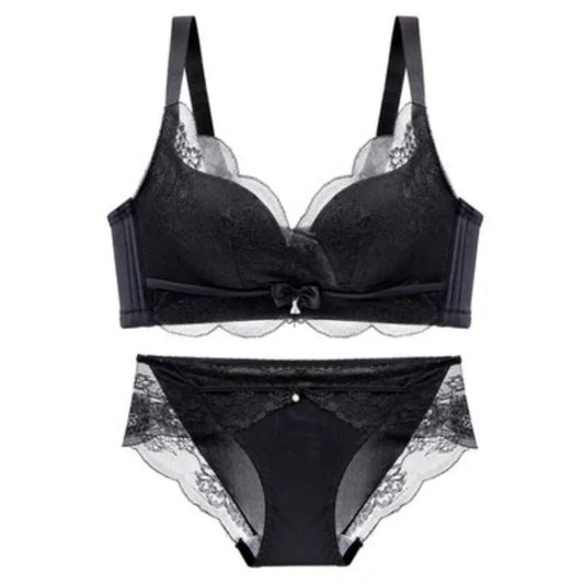 Soft Comfort Wireless Lace Bra Set Push Up Adjustable Shape Breathable Skin Friendly Ladies Underwear Lingerie Set To All Season